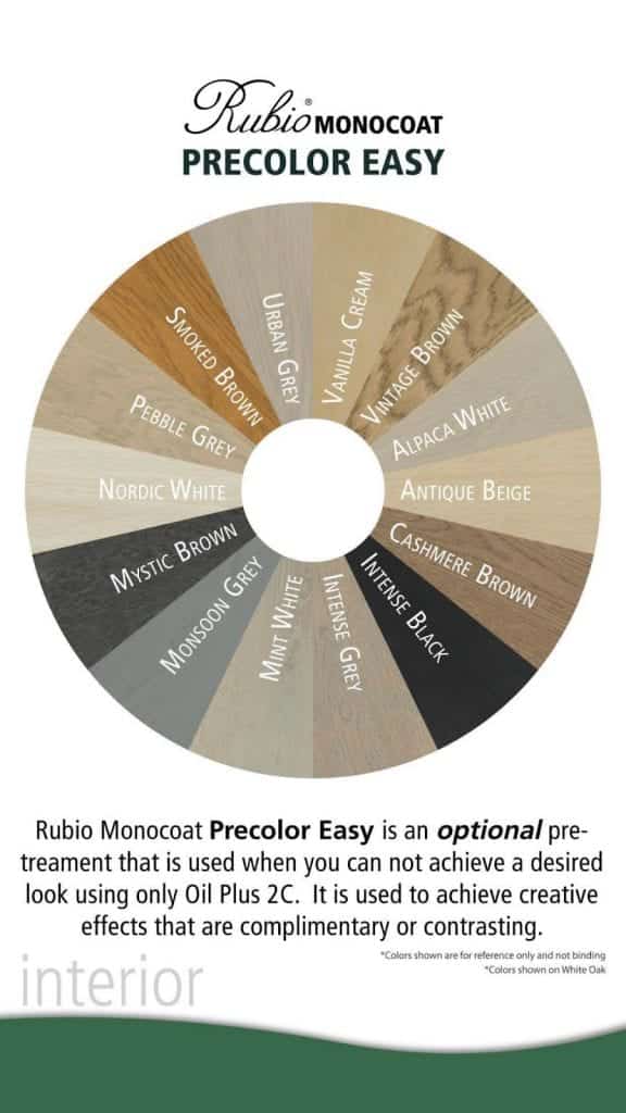 Rubio Monocoat Precolor Easy Wood Stain Options